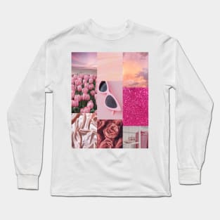 Pink Tulips and Glitter Print Long Sleeve T-Shirt